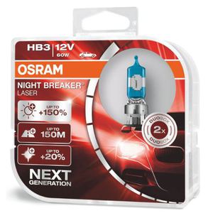 43-1870 | Osram Night Breaker Laser HB3-pirnid, 2 tk,  +150% 12 V / 60 W