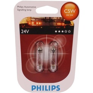 43-3844 | Philips SV8,5 pirnid, 2 tk,  24 V 5 W C5W pulkpirn 36 mm