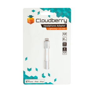 95-00846 | Cloudberry Lightning - 3,5 mm audioadapter 8 cm, valge