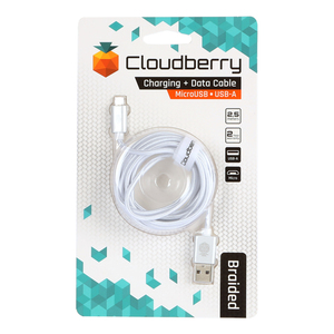 95-01109 | Cloudberry Micro USB vastupidav andmekaabel 2,5 m, valge