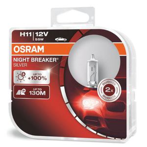 43-1875 | Osram Night Breaker Silver H11-autopirnid, +100%, 12 V / 55 W, 2 tk/pk