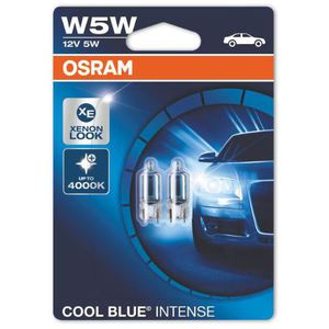 43-2963 | Osram Cool Blue Intense klaassokliga pirnid, 2 tk,  12 V, 5 W, W5W (T10), Haloge
