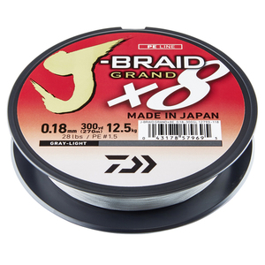 55-06341 | Daiwa J-Braid X8 Grand õngenöör, 0,18 mm, 135 m, 12,5 kg, hall