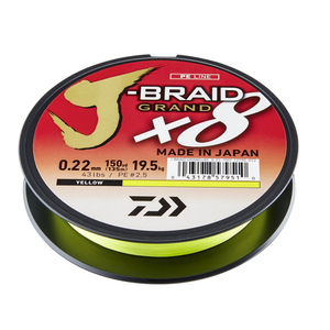 55-06351 | Daiwa J-Braid X8 Grand õngenöör, 0,22 mm, 135 m, 19,5 kg, kollane