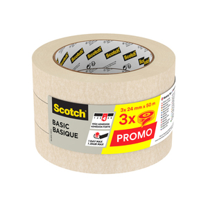 75-00988 | Scotch® Basic maalriteip, 24 mm x 50 m, 3 tk