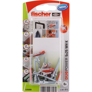 75-01406 | Fischer DuoPower universaaltüübel nurkkonksuga 5 x 25 mm 8 tk