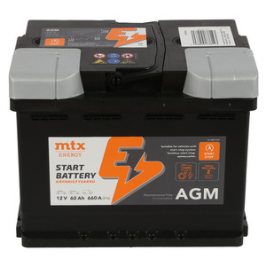 90-01450 | MTX Energy AGM käivitusaku 60 Ah/660 A P242 x L175 x K190