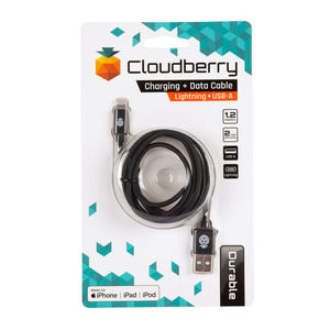 95-01088 | Cloudberry Lightning USB-kaabel, must, 1,2 m