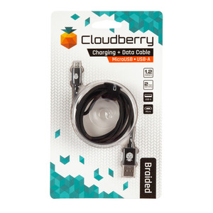 95-01098 | Cloudberry Micro USB vastupidav andmekaabel 1,2 m, must