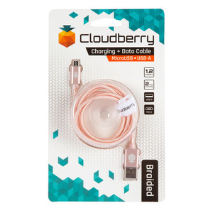 95-01100 | Cloudberry Micro USB vastupidav andmekaabel 1,2 m, roosa/kuld