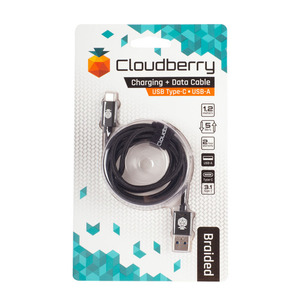 95-01102 | Cloudberry USB Type-C 3.1 vastupidav andmekaabel, must, 1,2 m