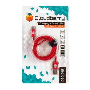 95-01103 | Cloudberry USB Type-C 3.1 vastupidav andmekaabel, punane, 1,2 m