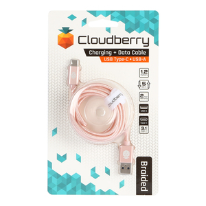 95-01104 | Cloudberry USB Type-C 3.1 vastupidav andmekaabel, roosa/kuld, 1,2 m