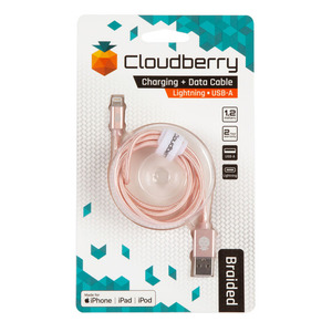 95-01108 | Cloudberry Lightning vastupidav andmekaabel 1,2 m, roosa/kuld
