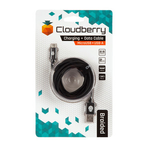 95-01110 | Cloudberry Micro USB vastupidav andmekaabel 2,5 m, must