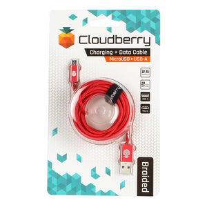 95-01111 | Cloudberry Micro USB vastupidav andmekaabel 2,5 m, punane