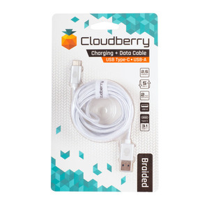 95-01113 | Cloudberry USB Type-C 3.1 vastupidav andmekaabel, valge, 2,5 m