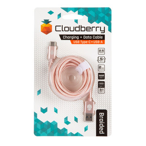 95-01116 | Cloudberry USB Type-C 3.1 vastupidav andmekaabel, 2,5 m, roosa/kuld
