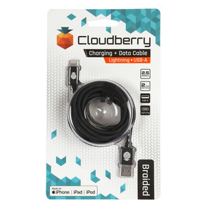95-01118 | Cloudberry Lightning vastupidav andmekaabel 2,5 m, must