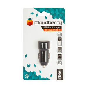 95-01150 | Cloudberry 4,8 A autolaadija 1 x QC 3.0 2,4 A + 1 x PD 2,4 A