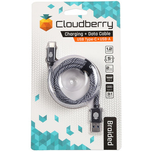 95-01899 | Cloudberry USB Type-C 3.1 tugev andmesidekaabel, must/valge, 1,2 m