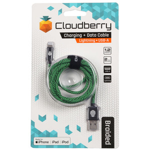 95-01900 | Cloudberry Lightning tugeva struktuuriga andmekaabel 1,2 m must/roheline