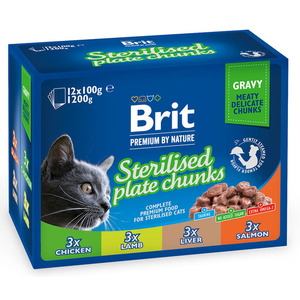 96-00843 | Brit Premium Cat, valik toite kastmes steriliseeritud kassidele, 12 x 100 g