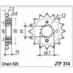 98-17822 | JT eesmine ketiratas Honda 750cc z16 (JTF314.16)