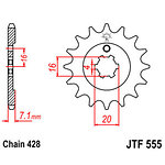 98-18053 | JT eesmine ketiratas Kawasaki/Suzuki 65-100cc z13 428-ketile (JTF555.13)