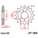 98-18097 | JT eesmine ketiratas KTM z15 (JTF1908.15)