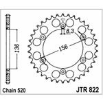 98-19123 | JT tagumine ketiratas Husqvarna 125-500cc z50 (JTR822.50)
