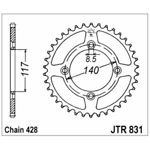 98-19166 | JT tagumine ketiratas Yamaha 80cc z46 (JTR831.46)